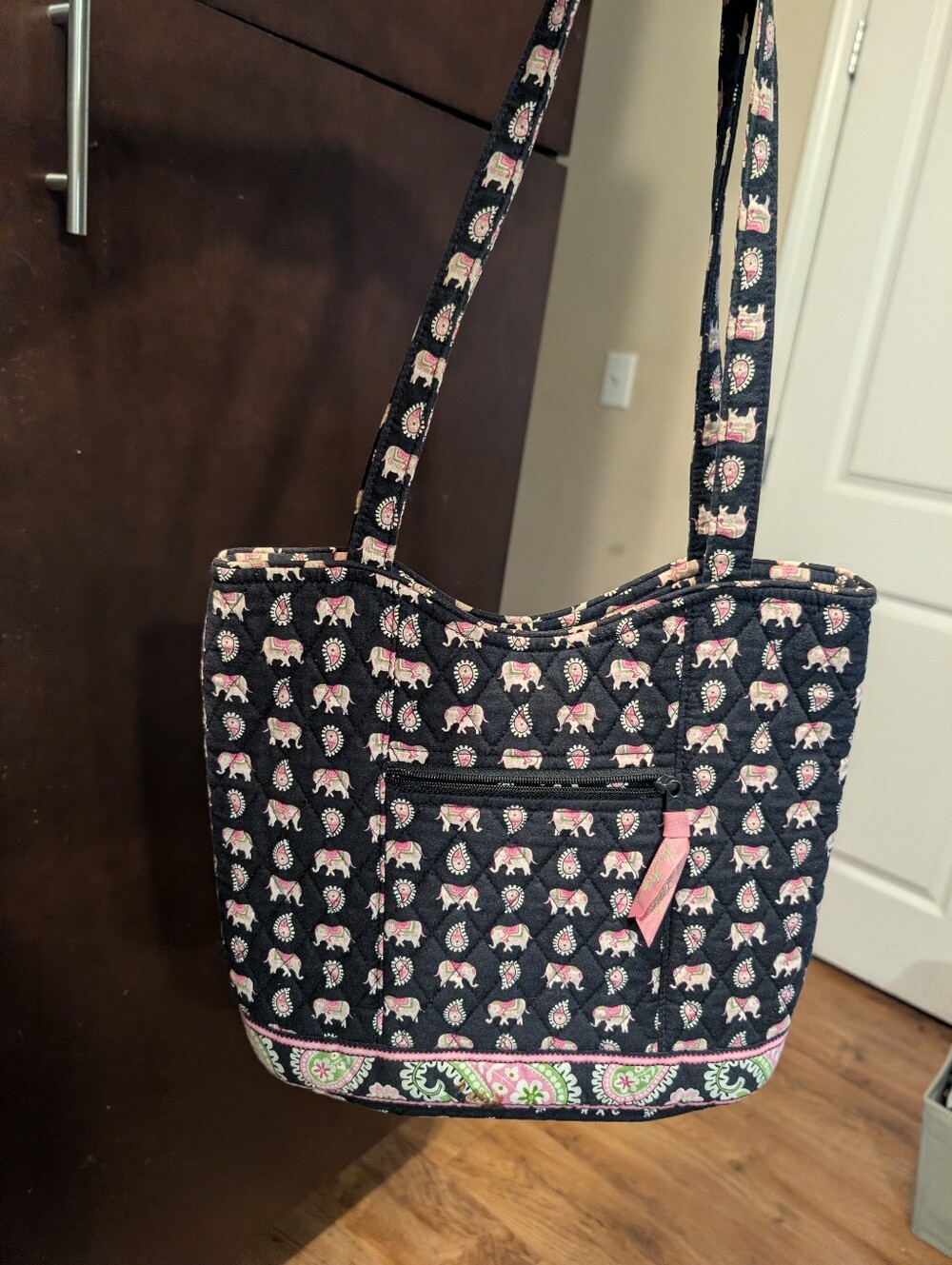 Vera Bradley Retired Pink Black Elephant Tote Bag